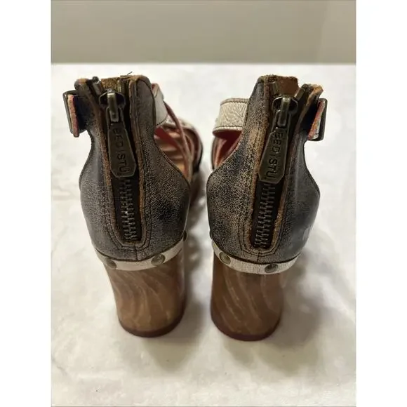 Bed Stu Women’s Sandals Size 7 Platform Leather Antonelli Wooden Heel Strappy - Picture 5 of 7